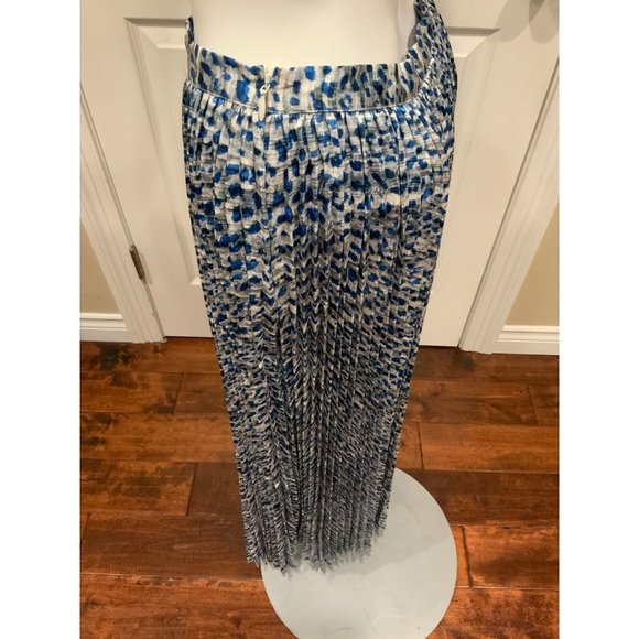 Hunter Bell Blue & Silver Leopard Print "Piper" Pleated Midi Skirt, Size 4, NWT! - Picture 4 of 7